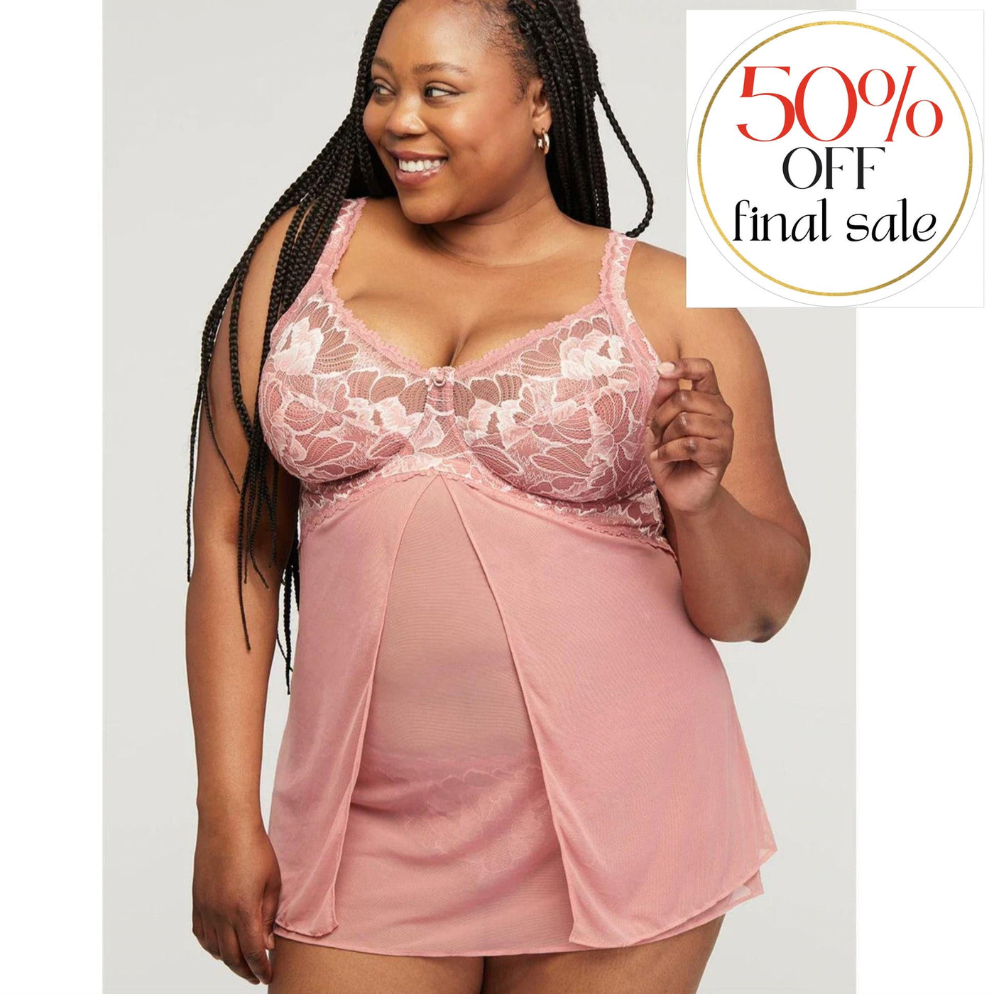 Montelle Blushing Muse Babydoll Set 9480-Loungewear-Montelle-Roseclay Blush-Small-Anna Bella Fine Lingerie, Reveal Your Most Gorgeous Self!