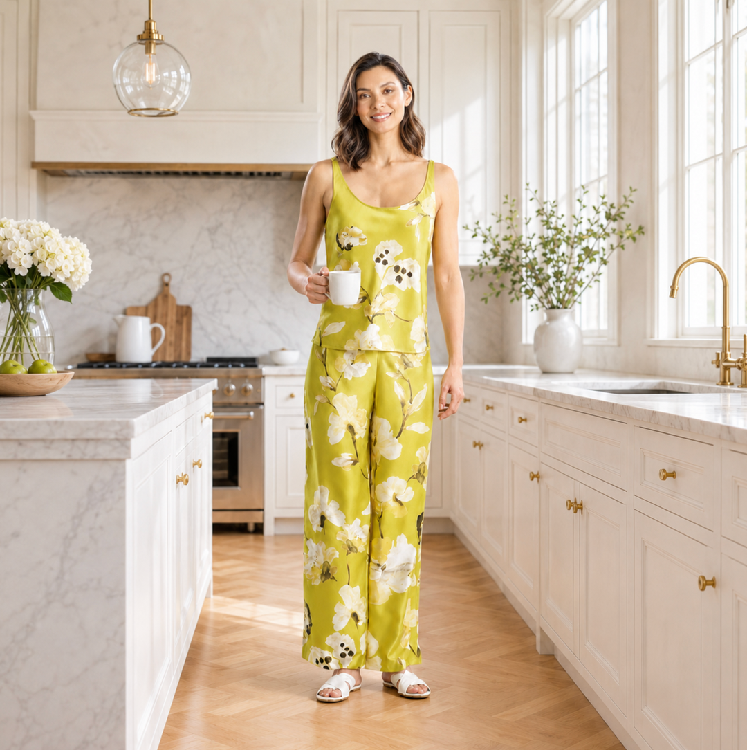 Natori Aurelia Tank PJ Set X76120 in Chartreuse-Sleepwear-Natori-Chartreuse-XSmall-Anna Bella Fine Lingerie, Reveal Your Most Gorgeous Self!
