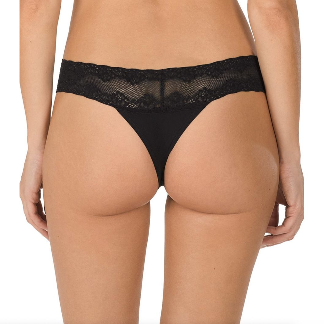 Natori Bliss Perfection One-Size Thong in Black 750092-Panties-Natori-Black-One Size-Anna Bella Fine Lingerie, Reveal Your Most Gorgeous Self!