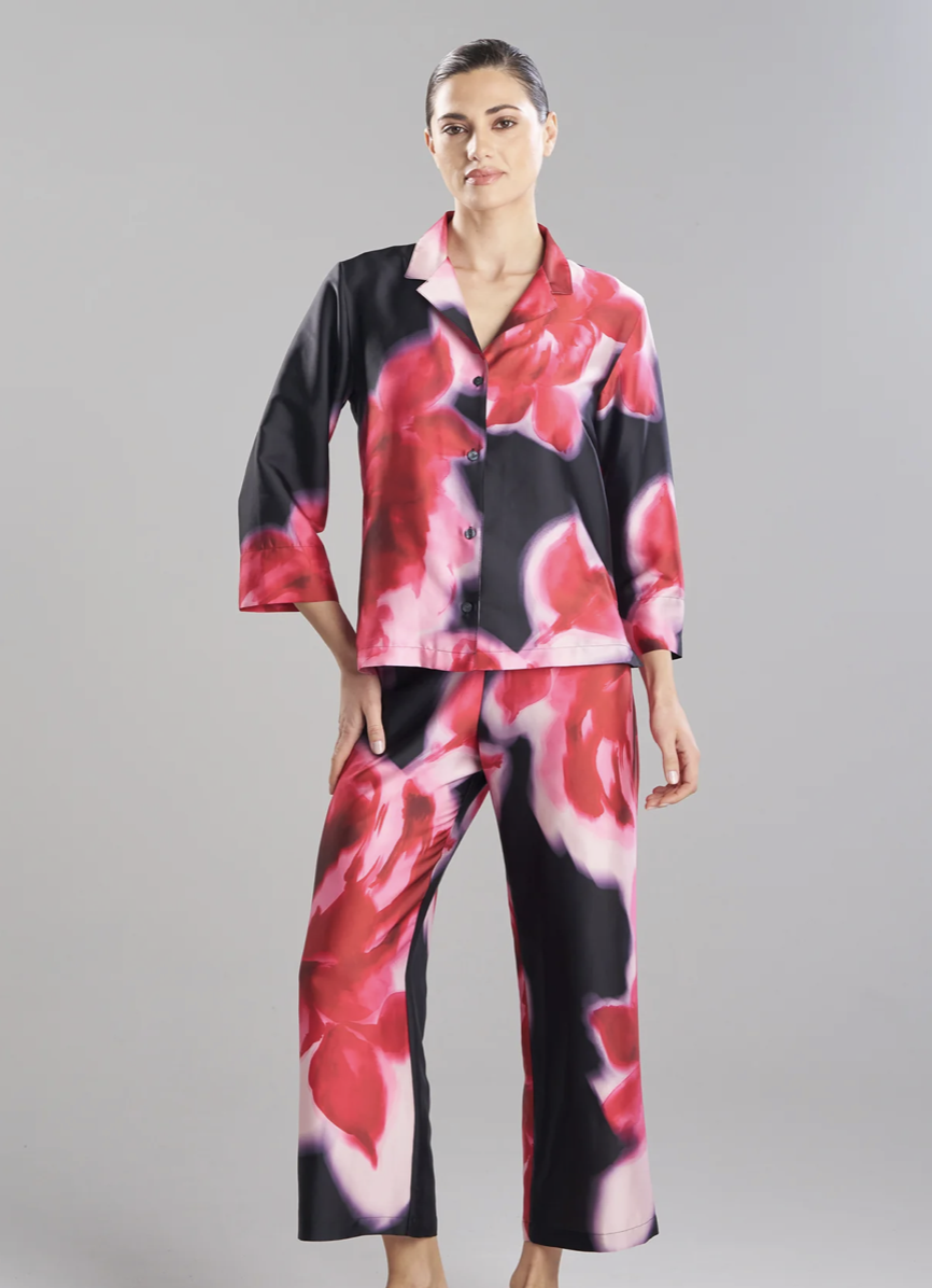 Natori Blossom Notch PJ Set Y76091-Sleepwear-Natori-Blossom Print-XSmall-Anna Bella Fine Lingerie, Reveal Your Most Gorgeous Self!