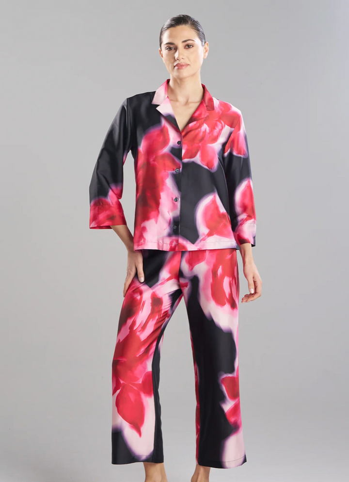 Natori Blossom Notch PJ Set Y76091-Sleepwear-Natori-Blossom Print-XSmall-Anna Bella Fine Lingerie, Reveal Your Most Gorgeous Self!