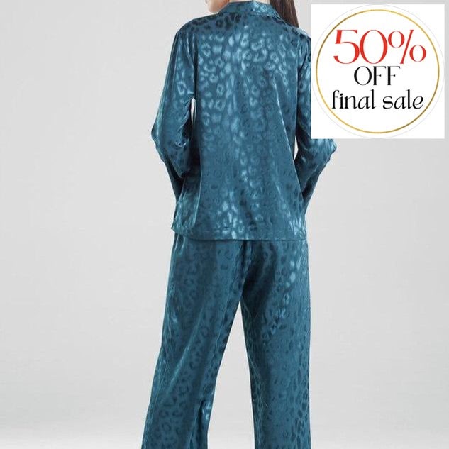 Natori Decadence Notch PJ Set in Ocean Teal H76058-Loungewear-Natori-Ocean Teal-XSmall-Anna Bella Fine Lingerie, Reveal Your Most Gorgeous Self!