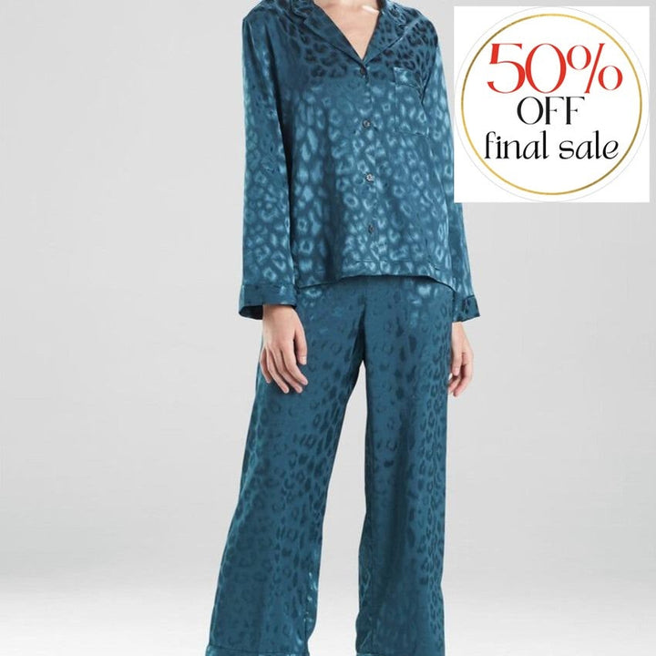 Natori Decadence Notch PJ Set in Ocean Teal H76058-Loungewear-Natori-Ocean Teal-XSmall-Anna Bella Fine Lingerie, Reveal Your Most Gorgeous Self!