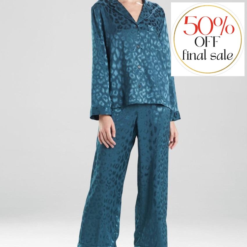 Natori Decadence Notch PJ Set in Ocean Teal H76058-Loungewear-Natori-Ocean Teal-XSmall-Anna Bella Fine Lingerie, Reveal Your Most Gorgeous Self!