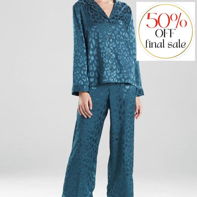 Natori Decadence Notch PJ Set in Ocean Teal H76058-Loungewear-Natori-Ocean Teal-XSmall-Anna Bella Fine Lingerie, Reveal Your Most Gorgeous Self!