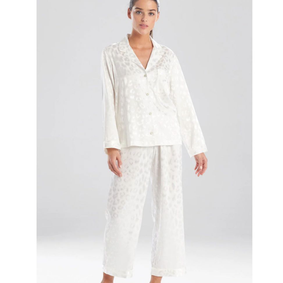 Natori Decadence Notch PJ Set in Warm White H76058-Loungewear-Natori-Warm White-XSmall-Anna Bella Fine Lingerie, Reveal Your Most Gorgeous Self!