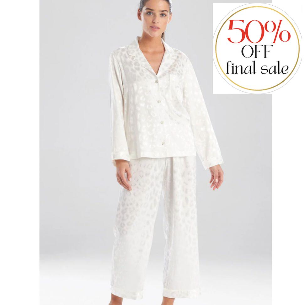 Natori Decadence Notch PJ Set in Warm White H76058-Loungewear-Natori-Warm White-XSmall-Anna Bella Fine Lingerie, Reveal Your Most Gorgeous Self!