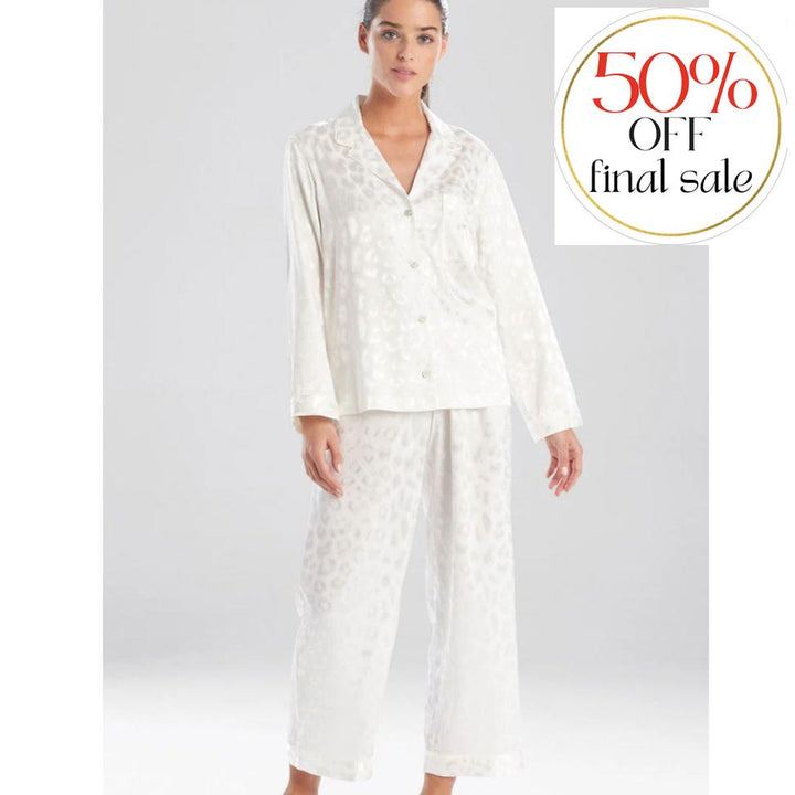 Natori Decadence Notch PJ Set in Warm White H76058-Loungewear-Natori-Warm White-XSmall-Anna Bella Fine Lingerie, Reveal Your Most Gorgeous Self!