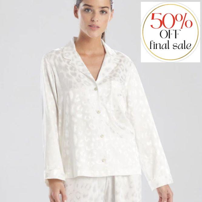 Natori Decadence Notch PJ Set in Warm White H76058-Loungewear-Natori-Warm White-XSmall-Anna Bella Fine Lingerie, Reveal Your Most Gorgeous Self!