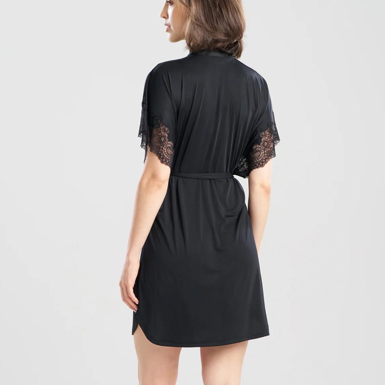 Natori Enchant 36" Wrap in Black V74012-Robes-Natori-Black-Small-Anna Bella Fine Lingerie, Reveal Your Most Gorgeous Self!