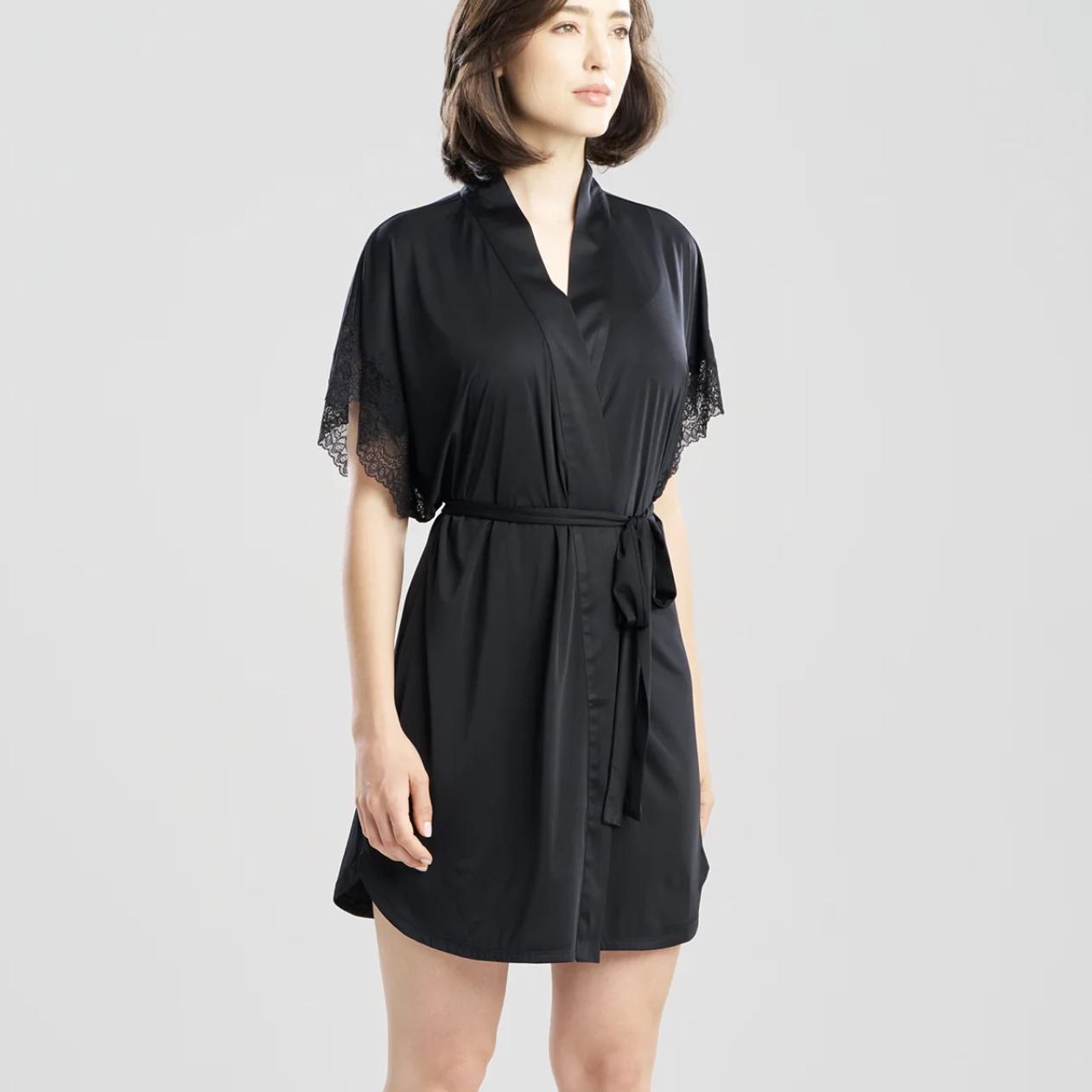 Natori Enchant 36" Wrap in Black V74012-Robes-Natori-Black-Small-Anna Bella Fine Lingerie, Reveal Your Most Gorgeous Self!