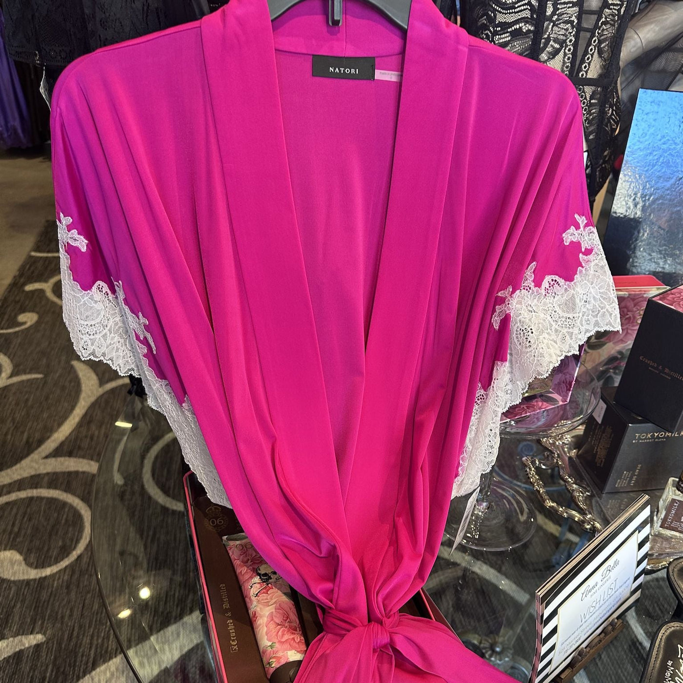 Natori Enchant 36" Wrap in Wild Fuchsia V74012-Robes-Natori-Wild Fuchsia-Small-Anna Bella Fine Lingerie, Reveal Your Most Gorgeous Self!