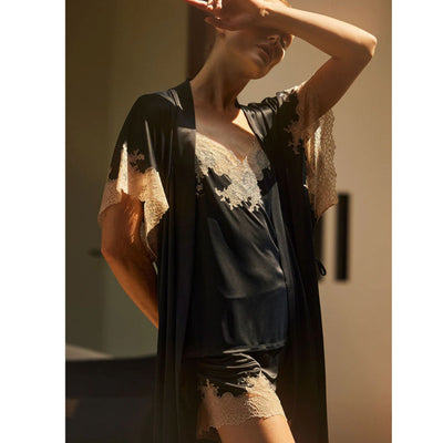 Natori Enchant Cami Tap Pant U76112 in Black and Cafe-Loungewear-Natori-Black and Cafe-XSmall-Anna Bella Fine Lingerie, Reveal Your Most Gorgeous Self!