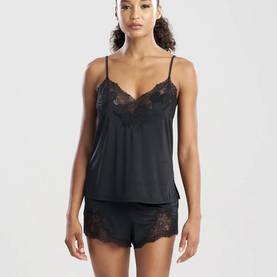 Natori Enchant Cami Tap Pant V76112 in Black-Sleepwear-Natori-Black-XSmall-Anna Bella Fine Lingerie, Reveal Your Most Gorgeous Self!