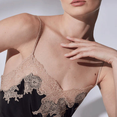 Natori Enchant Chemise in Black and Cafe R78130-Loungewear-Natori-Black and Cafe-XSmall-Anna Bella Fine Lingerie, Reveal Your Most Gorgeous Self!