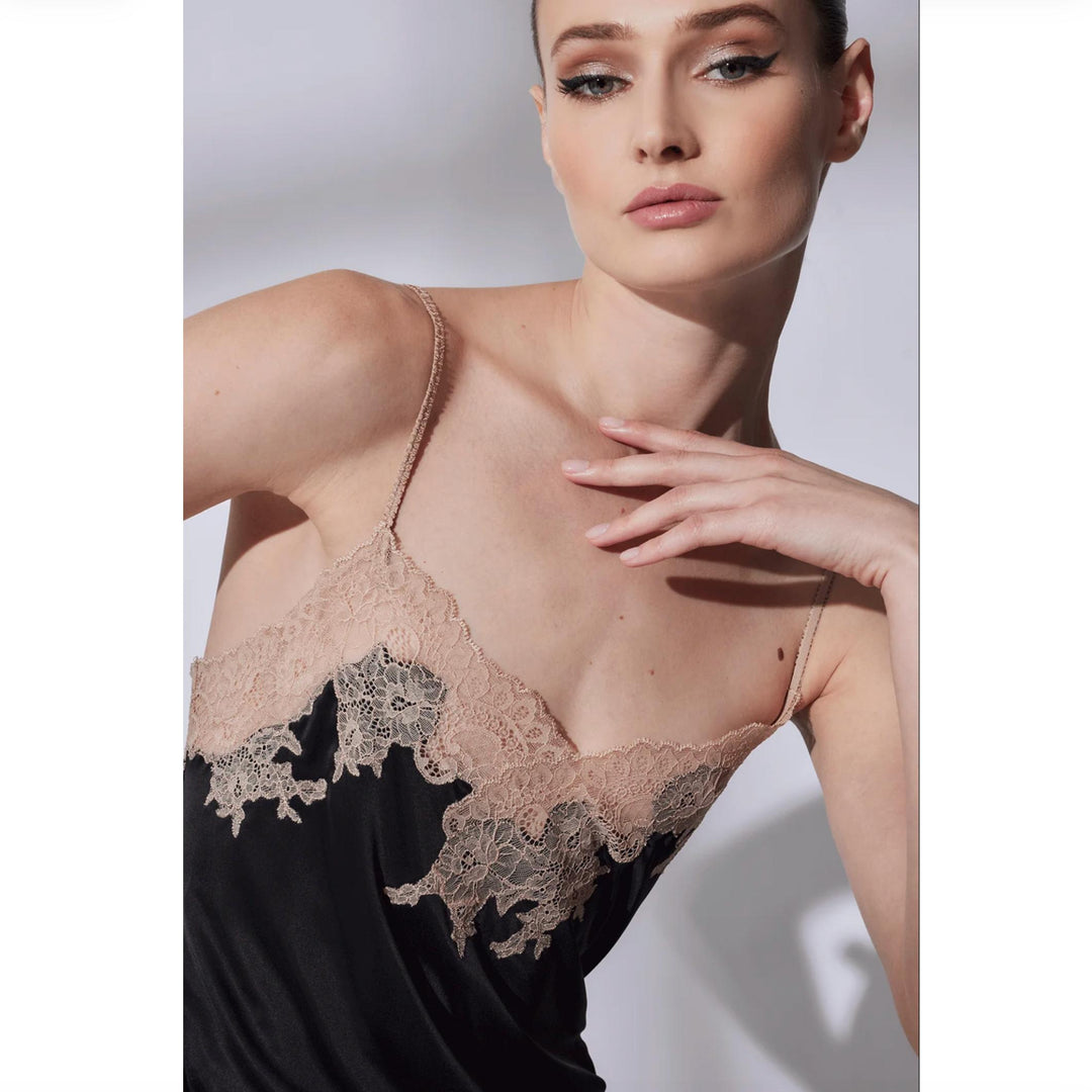 Natori Enchant Chemise in Black and Cafe V78130-Sleepwear-Natori-Black and Cafe-XSmall-Anna Bella Fine Lingerie, Reveal Your Most Gorgeous Self!