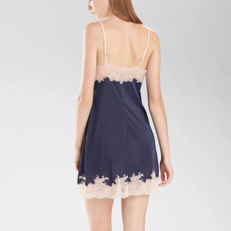 Natori Enchant Chemise in Navy and Cafe R78130-Anna Bella Fine Lingerie-Navy and Cafe-XSmall-