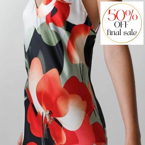 Natori Exotic Poppy 40" Chemise M73065-Loungewear-Natori-Ceramic Green-XSmall-Anna Bella Fine Lingerie, Reveal Your Most Gorgeous Self!
