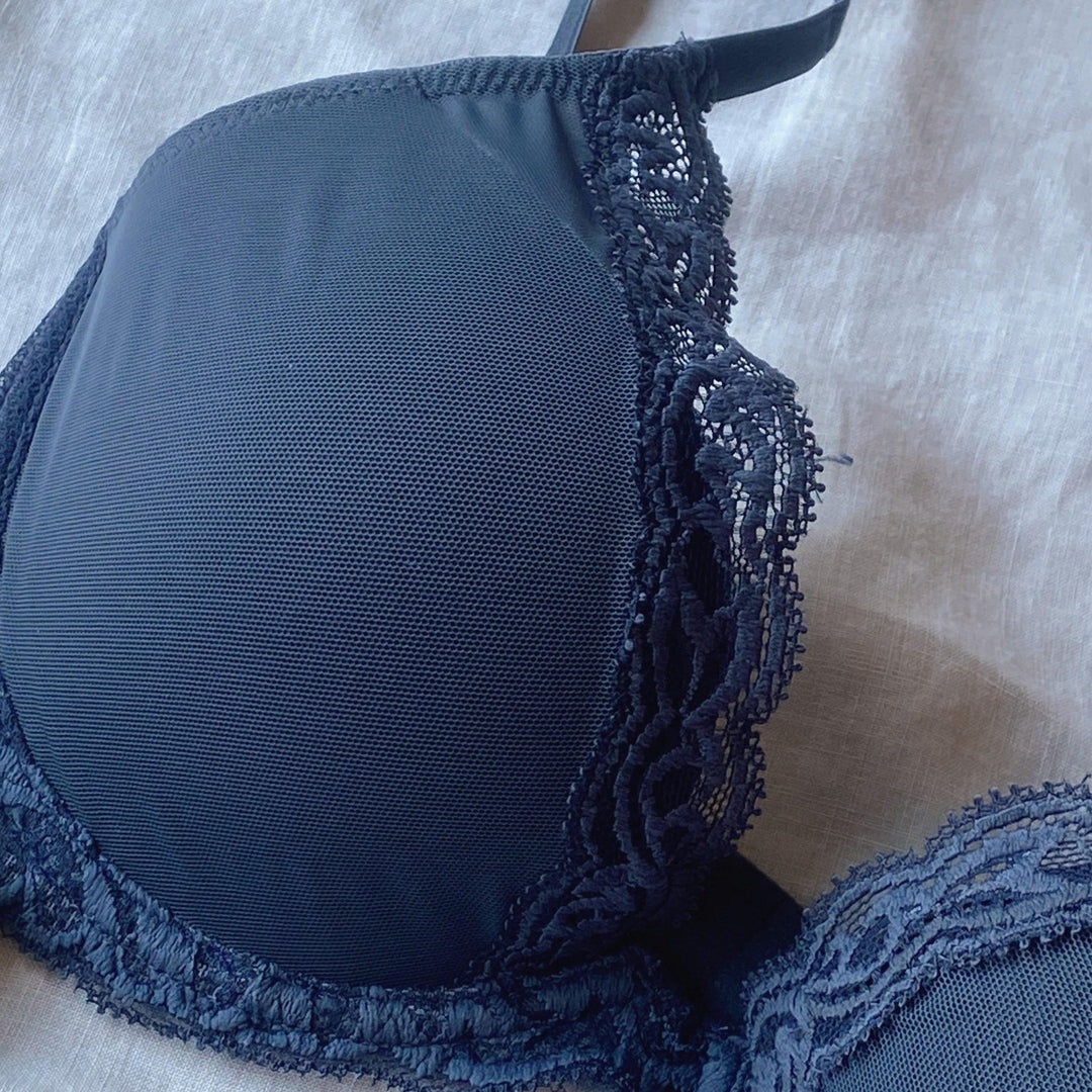 Natori Feathers Bra in Ash Navy 730023-Bras-Natori-Ash Navy-32-B-Anna Bella Fine Lingerie, Reveal Your Most Gorgeous Self!