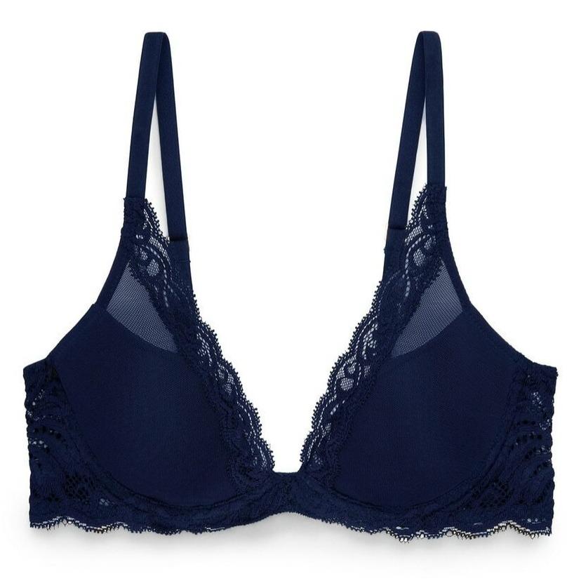 Natori Feathers Bra in Midnight 730023-Bras-Natori-Midnight-32-B-Anna Bella Fine Lingerie, Reveal Your Most Gorgeous Self!