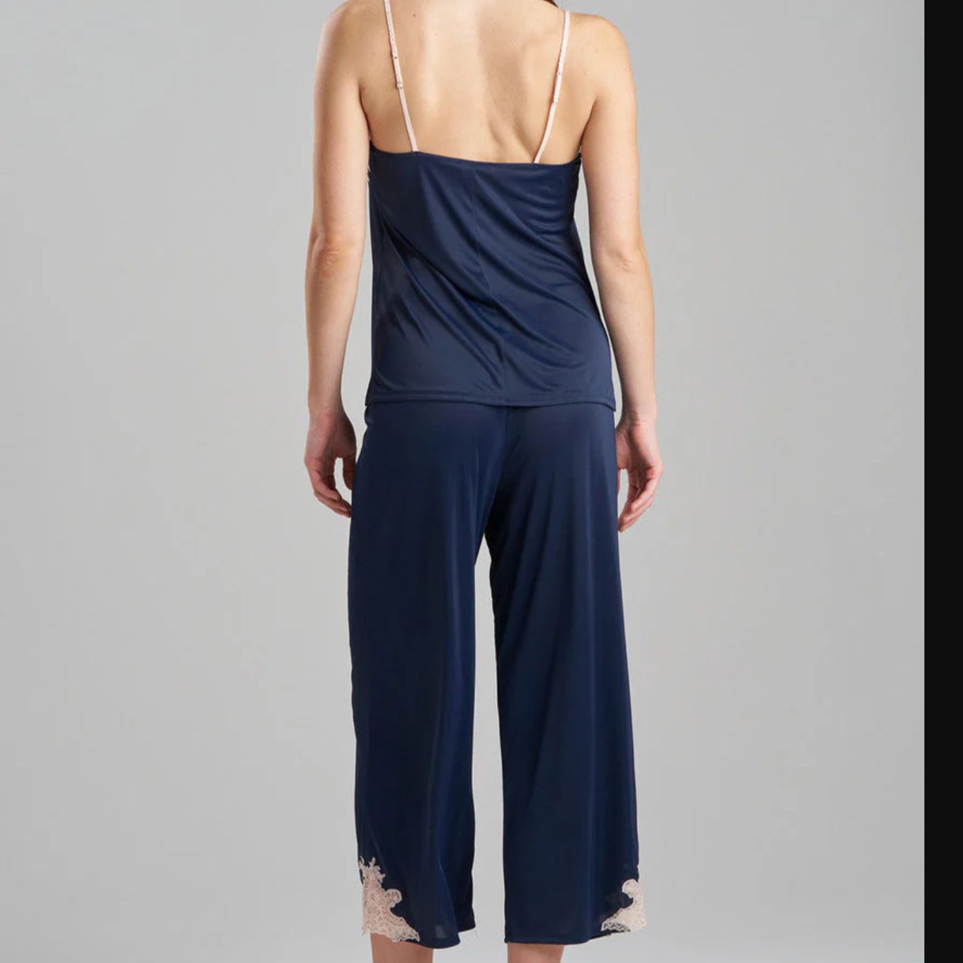 Natori Feathers Cami Pant Set U76312 in Navy and Cafe-Anna Bella Fine Lingerie-Navy and Cafe-XSmall-