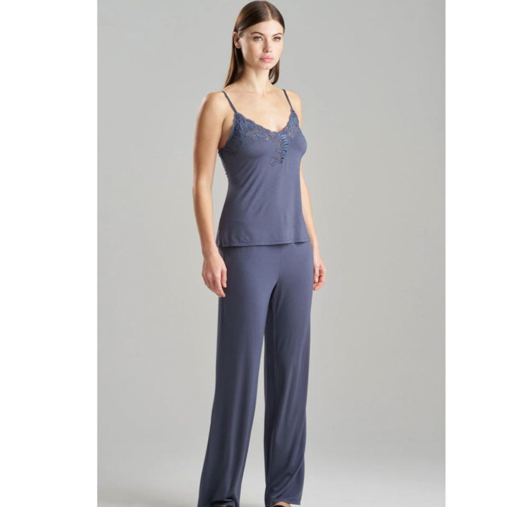 Natori Feathers Essentials Lenzing Ecovero Viscose Lace Cami PJ U76229-Loungewear-Natori-Navy-Small-Anna Bella Fine Lingerie, Reveal Your Most Gorgeous Self!