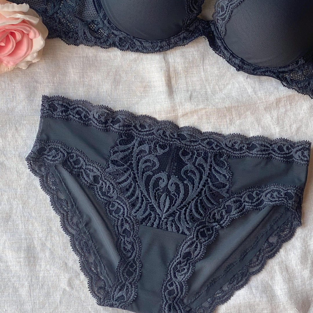 Natori Feathers Hipster 753023 in Ash Navy-Panties-Natori-Ash-Small-Anna Bella Fine Lingerie, Reveal Your Most Gorgeous Self!