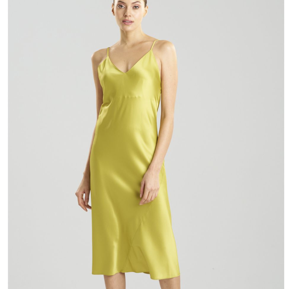 Natori Glamour 46" Gown S73060 in Palm-Loungewear-Natori-Palm-Small-Anna Bella Fine Lingerie, Reveal Your Most Gorgeous Self!