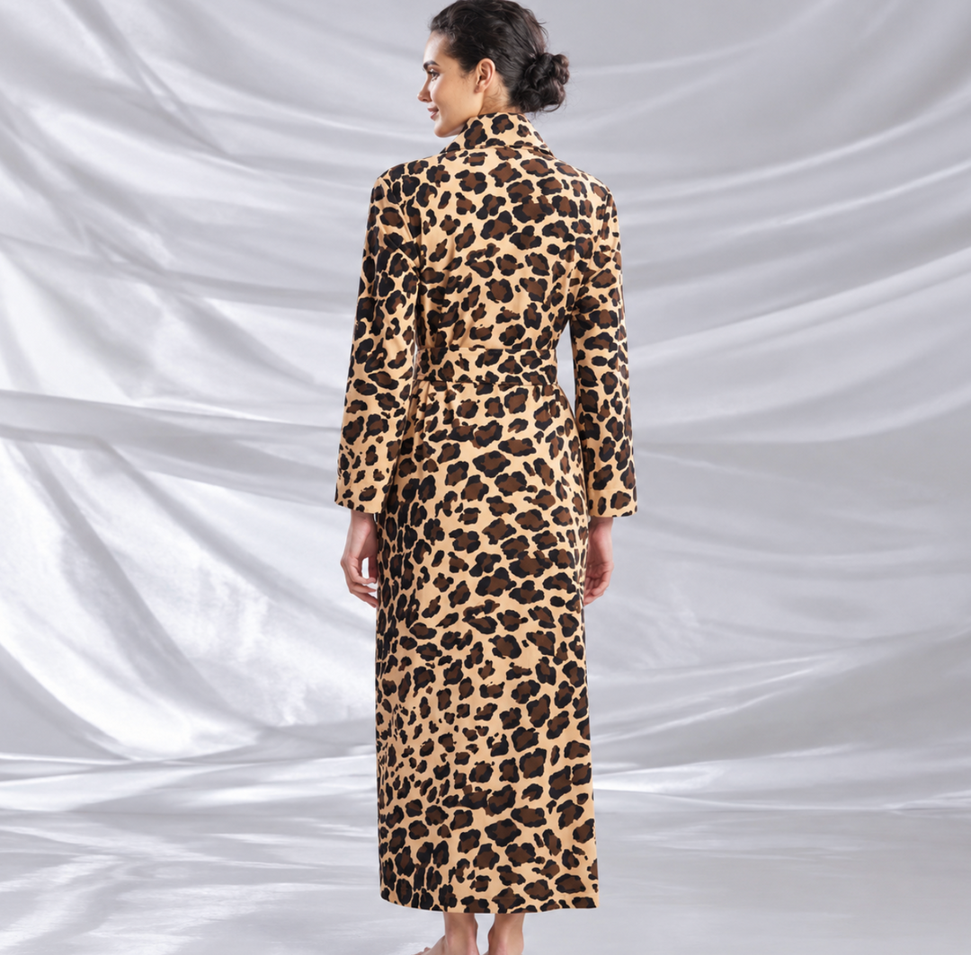 Natori Jaguar Printed Velvet Robe Y74063-Robes-Natori-Jaguar Natural-XSmall-Anna Bella Fine Lingerie, Reveal Your Most Gorgeous Self!