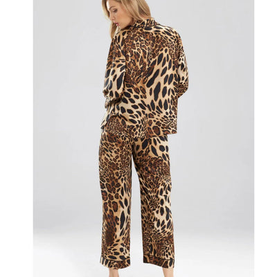 Natori Luxe Leopard Notch PJ Set in Chestnut H76254-Loungewear-Natori-Chestnut-XSmall-Anna Bella Fine Lingerie, Reveal Your Most Gorgeous Self!