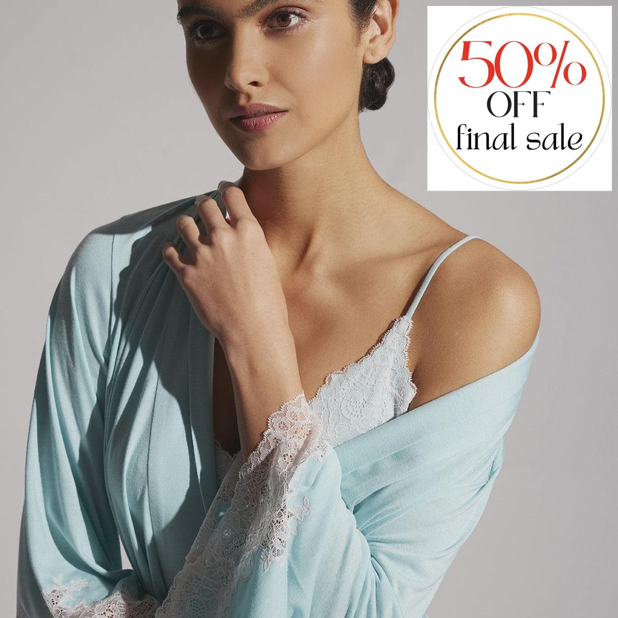 Natori Luxe Shangri La Robe E74056 in Wave Blue-Robes-Natori-Wave Blue-Small-Anna Bella Fine Lingerie, Reveal Your Most Gorgeous Self!