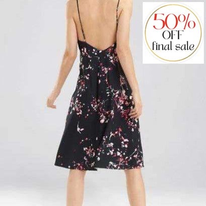 Natori Matsuri 40" Chemise H73039-Loungewear-Natori-Small-Black / Pink Bloom-Anna Bella Fine Lingerie, Reveal Your Most Gorgeous Self!