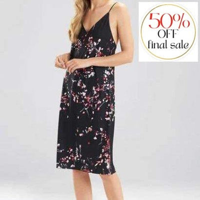 Natori Matsuri 40" Chemise H73039-Loungewear-Natori-Small-Black / Pink Bloom-Anna Bella Fine Lingerie, Reveal Your Most Gorgeous Self!