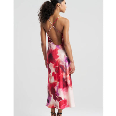 Natori Mizuki Cross Back Slip Dress W73005-Loungewear-Natori-Red Floral Print-XSmall-Anna Bella Fine Lingerie, Reveal Your Most Gorgeous Self!