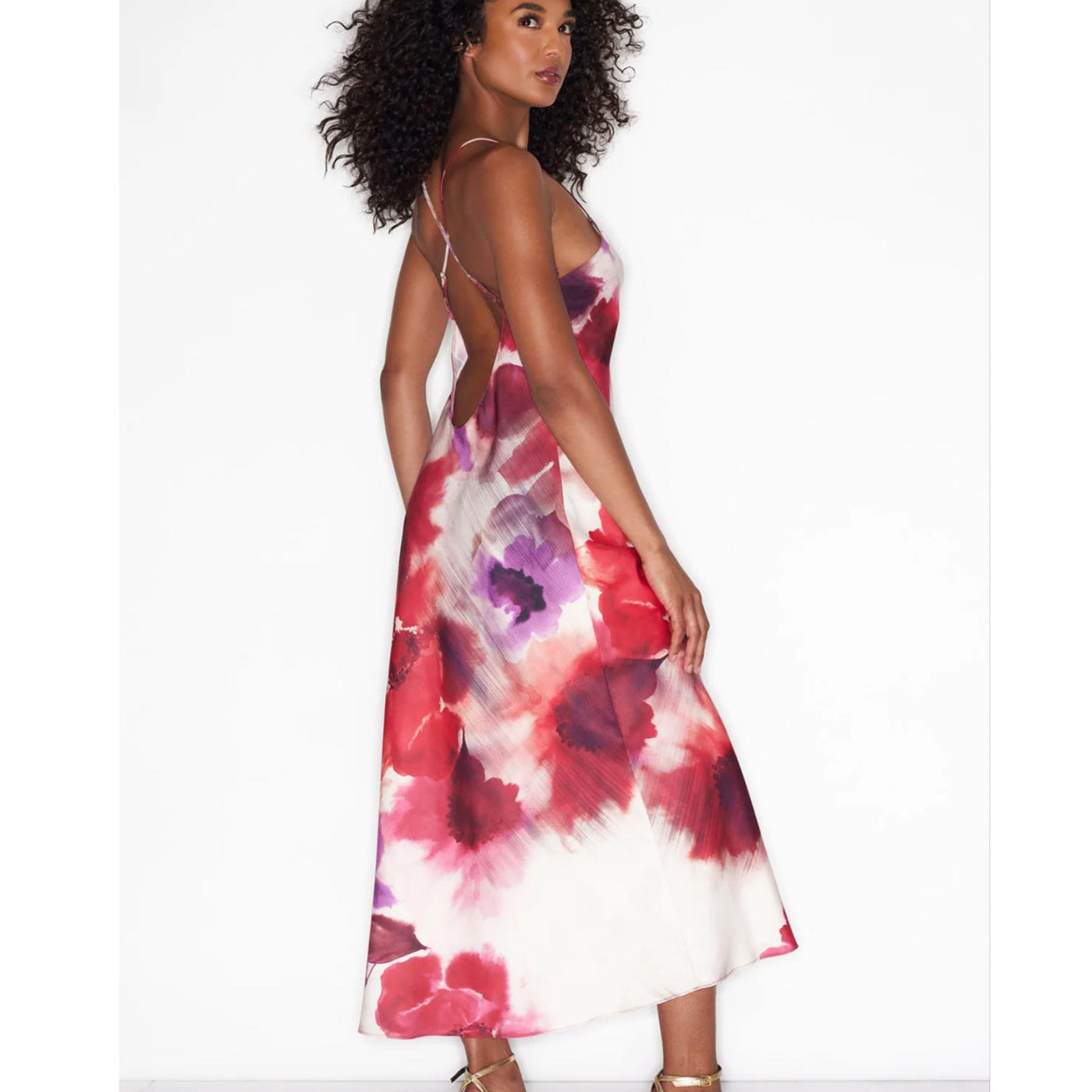 Natori Mizuki Cross Back Slip Dress W73005-Loungewear-Natori-Red Floral Print-XSmall-Anna Bella Fine Lingerie, Reveal Your Most Gorgeous Self!