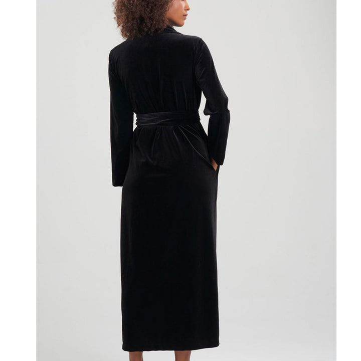 Natori Natalie Velvet Robe in Black H74086-Robes-Natori-Black-XSmall-Anna Bella Fine Lingerie, Reveal Your Most Gorgeous Self!
