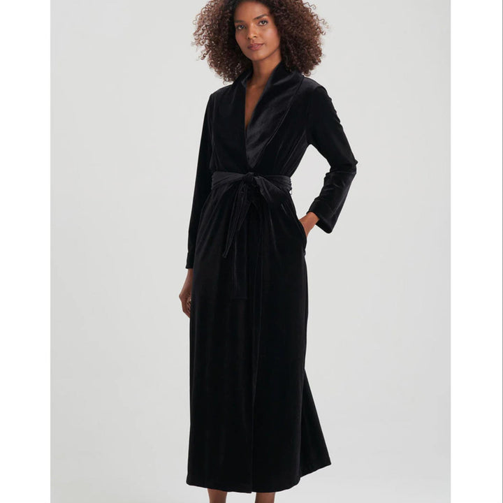 Natori Natalie Velvet Robe in Black H74086-Robes-Natori-Black-XSmall-Anna Bella Fine Lingerie, Reveal Your Most Gorgeous Self!