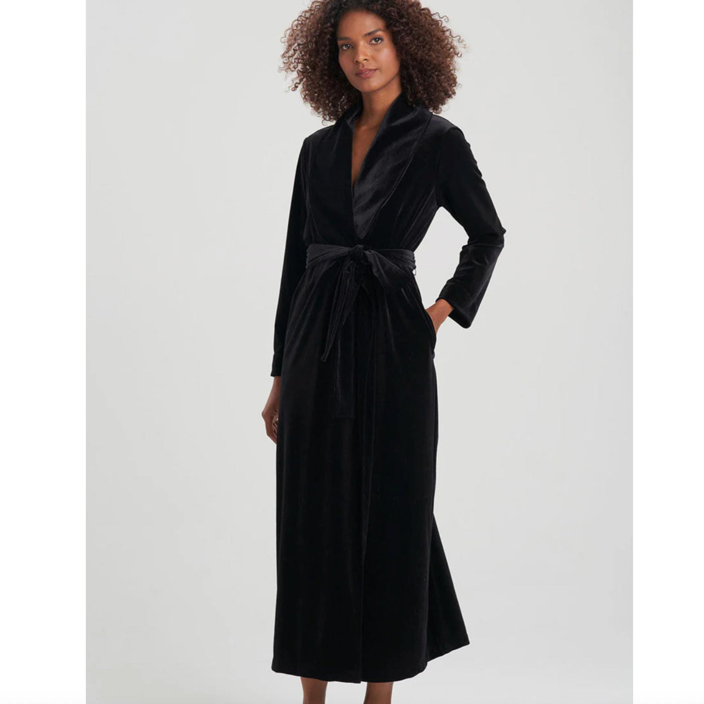Natori Natalie Velvet Robe in Black H74086-Anna Bella Fine Lingerie-Black-XSmall-
