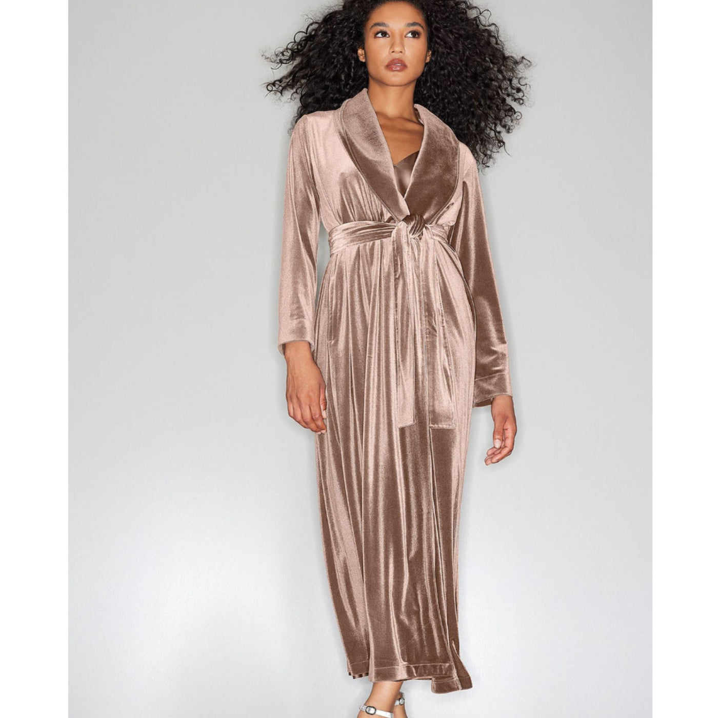 Natori Natalie Velvet Robe in Brown Velvet H74086-Anna Bella Fine Lingerie-Brown Velvet-Small-