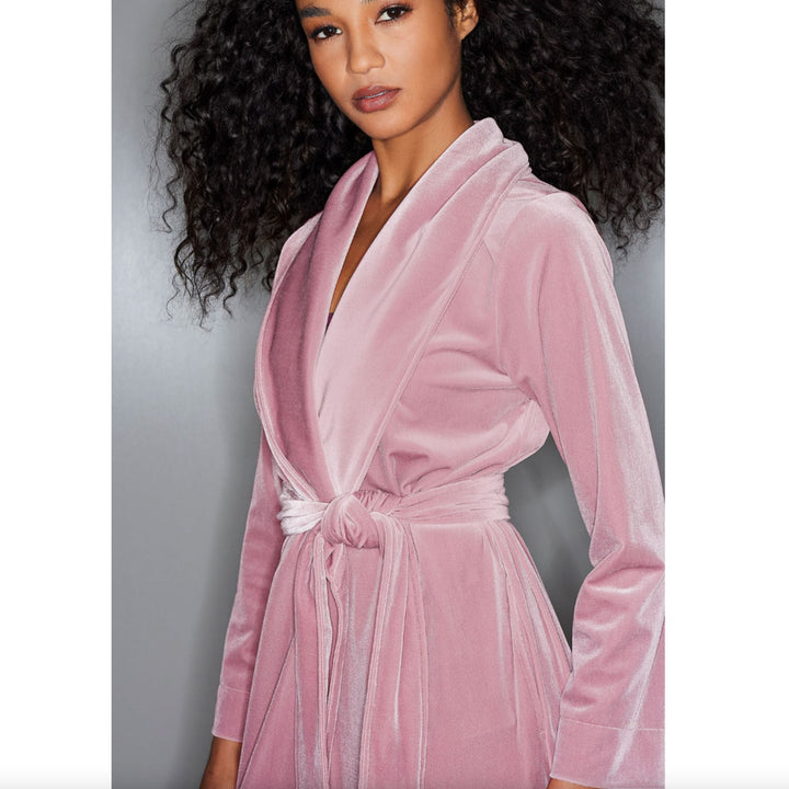 Natori Natalie Velvet Robe in Viola Velvet H74086-Robes-Natori-Viola-Small-Anna Bella Fine Lingerie, Reveal Your Most Gorgeous Self!