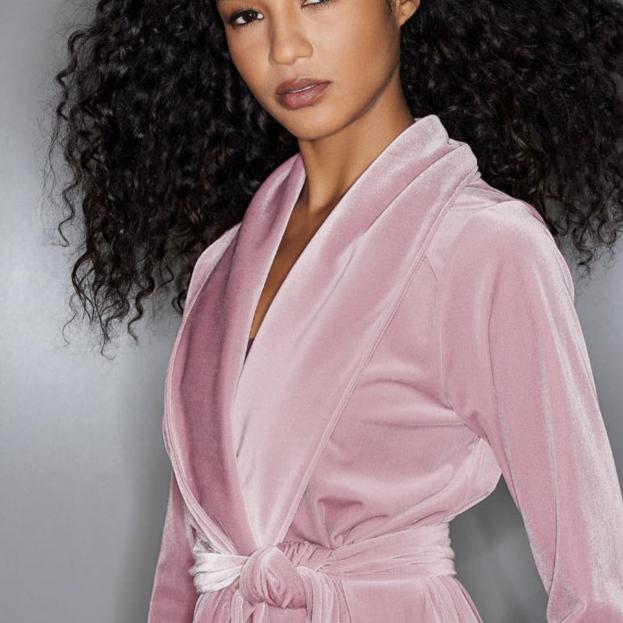 Natori Natalie Velvet Robe in Viola Velvet H74086-Robes-Natori-Viola-Small-Anna Bella Fine Lingerie, Reveal Your Most Gorgeous Self!