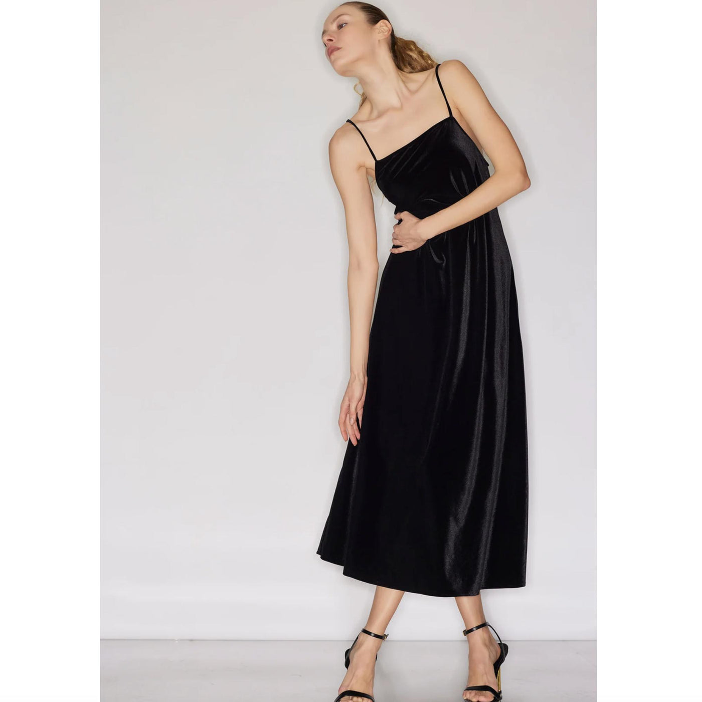 Natori Natalie Velvet Slip Dress W73186-Loungewear-Natori-Black-XSmall-Anna Bella Fine Lingerie, Reveal Your Most Gorgeous Self!