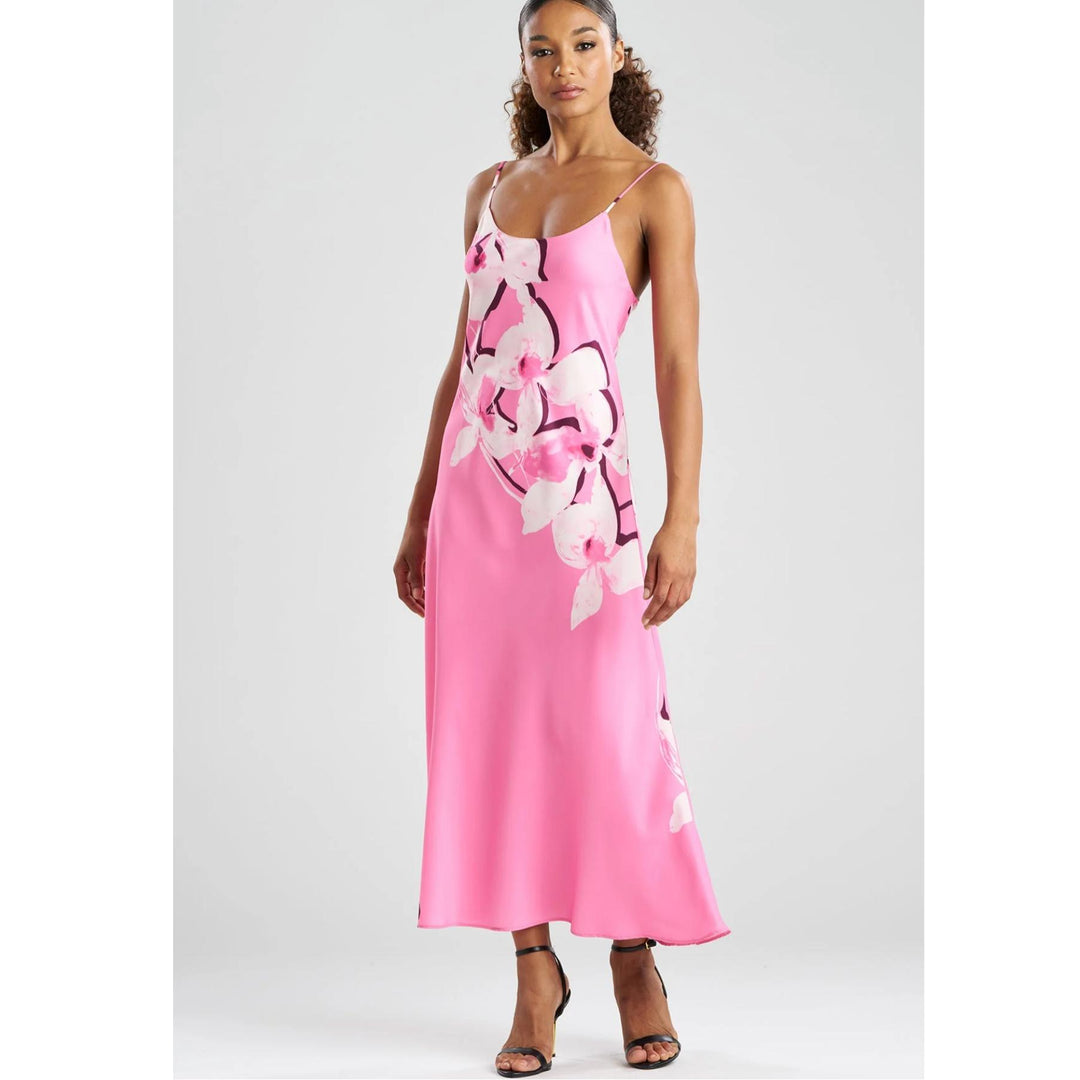 Natori Orchida 50" Gown in Tulip X73039-Sleepwear-Natori-Tulip-XSmall-Anna Bella Fine Lingerie, Reveal Your Most Gorgeous Self!