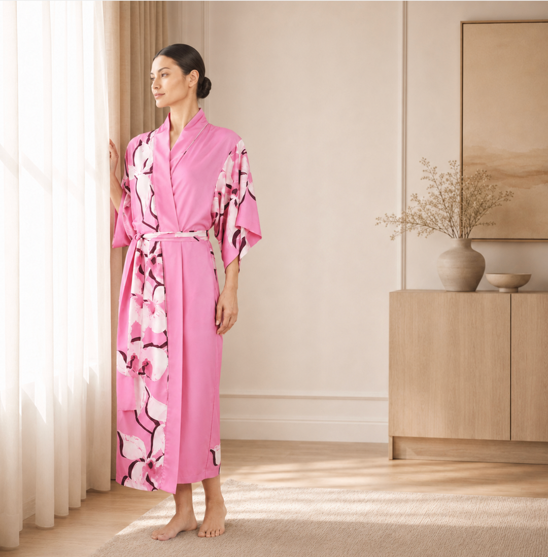 Natori Orchida 52" Robe in Tulip X74039-Robes-Natori-Tulip-XSmall-Anna Bella Fine Lingerie, Reveal Your Most Gorgeous Self!