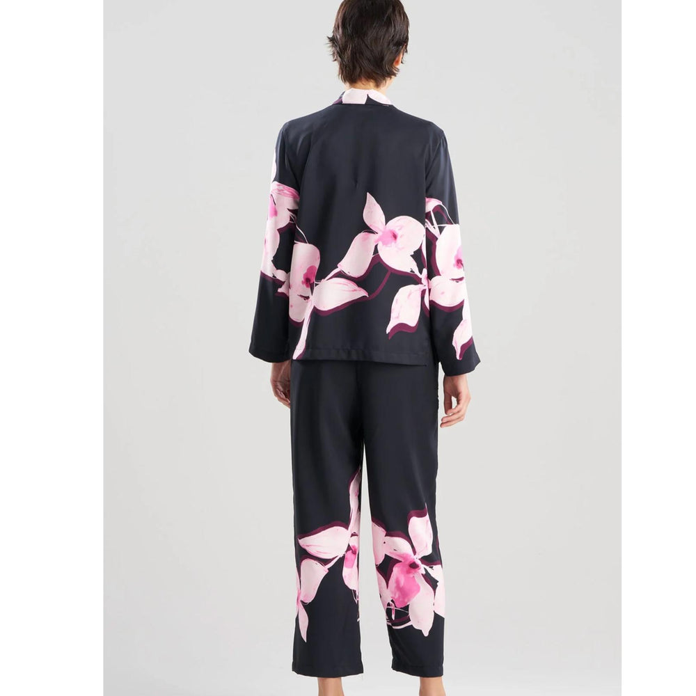Natori Orchida Notch PJ Set in Black X76039-Sleepwear-Natori-Tulip-XSmall-Anna Bella Fine Lingerie, Reveal Your Most Gorgeous Self!