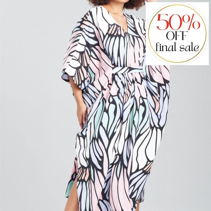 Natori Papillon Caftan in Periwikle R70010-Loungewear-Natori-Periwikle-Small-Anna Bella Fine Lingerie, Reveal Your Most Gorgeous Self!
