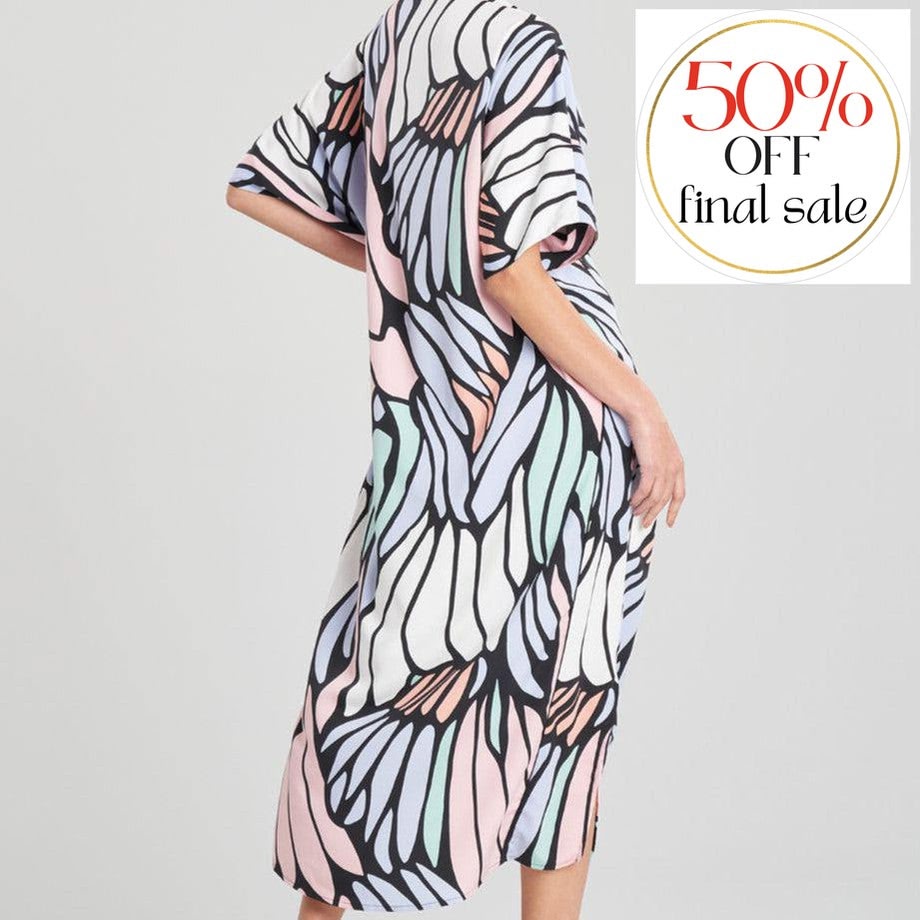 Natori Papillon Caftan in Periwikle R70010-Loungewear-Natori-Periwikle-Small-Anna Bella Fine Lingerie, Reveal Your Most Gorgeous Self!