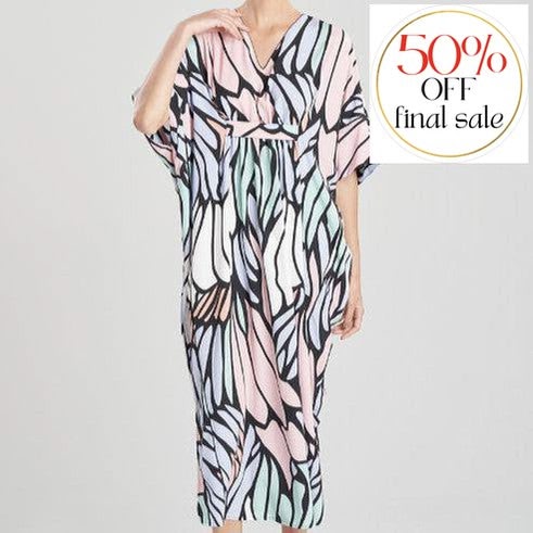 Natori Papillon Caftan in Periwikle R70010-Loungewear-Natori-Periwikle-Small-Anna Bella Fine Lingerie, Reveal Your Most Gorgeous Self!