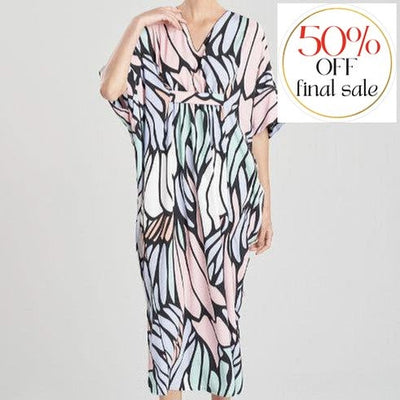 Natori Papillon Caftan in Periwikle R70010-Loungewear-Natori-Periwikle-Small-Anna Bella Fine Lingerie, Reveal Your Most Gorgeous Self!
