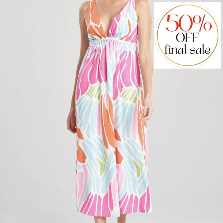 Natori Papillon Gown in Bright Coral R73010-Loungewear-Natori-Bright Coral-Small-Anna Bella Fine Lingerie, Reveal Your Most Gorgeous Self!